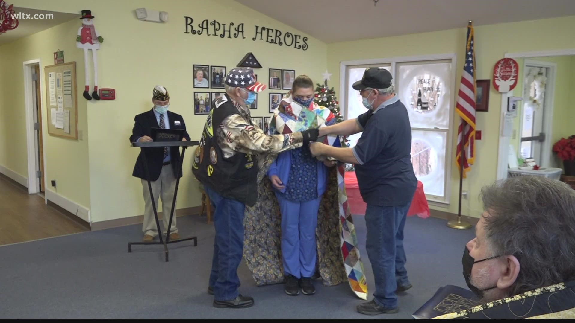 Twenty two veterans were honored with the homemade quilts to thank them for their military service.