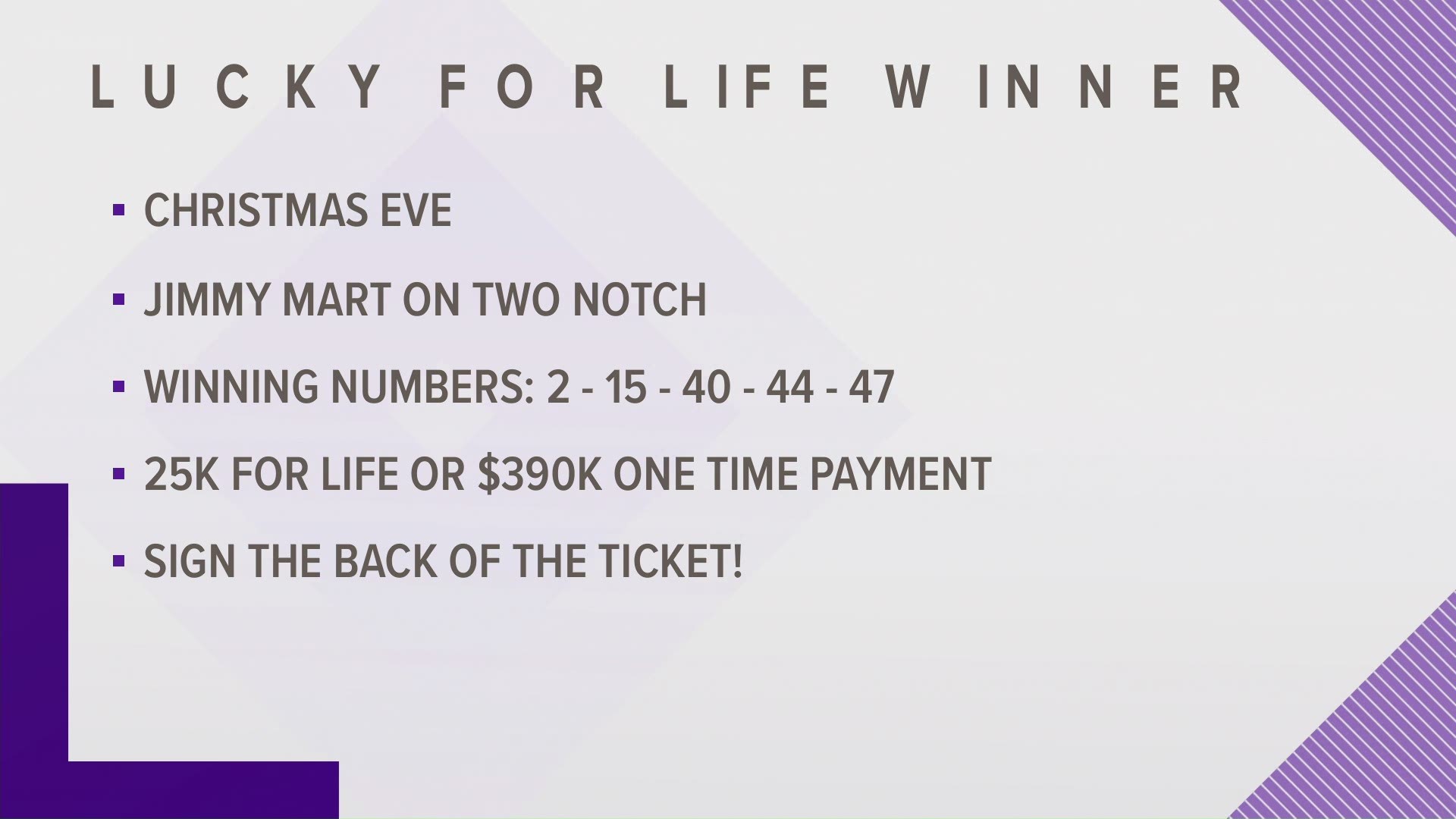 lucky for life winning numbers nc