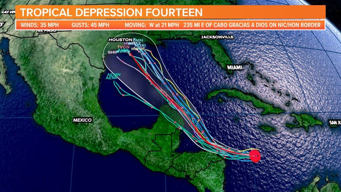 Tropical Depression 13 Latest Forecast, Track, Cone, Spaghetti Mo ...