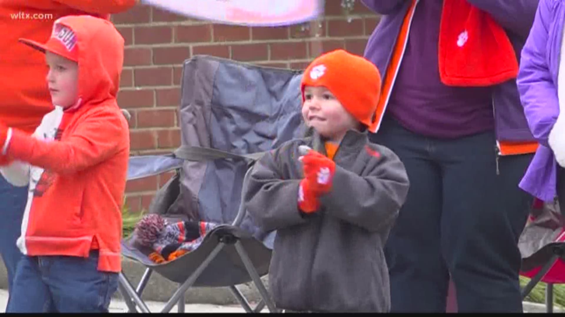 Clemson fans came out on a cold Saturday morning to celebrate with the team.