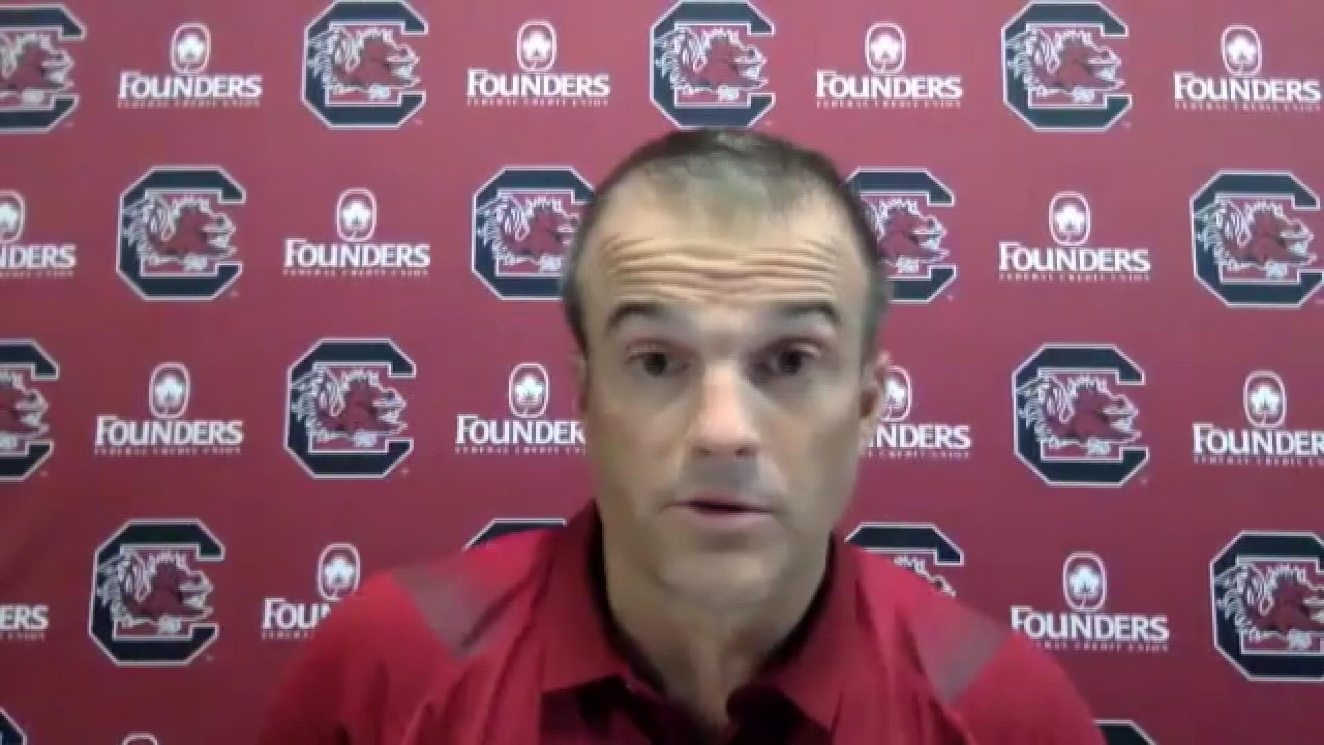 South Carolina head football coach Shane Beamer speaks to the media after his team fell to #2 Georgia 40-13.