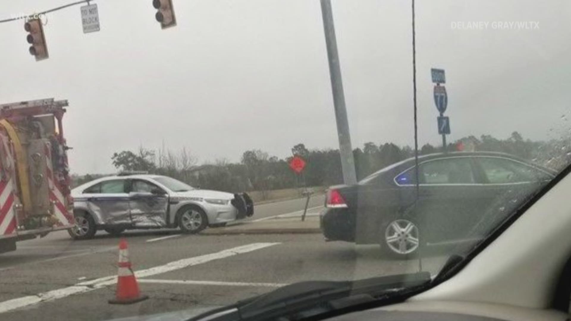A South Carolina trooper was involved in an accident that backed up traffic on Forest Drive on Sunday.