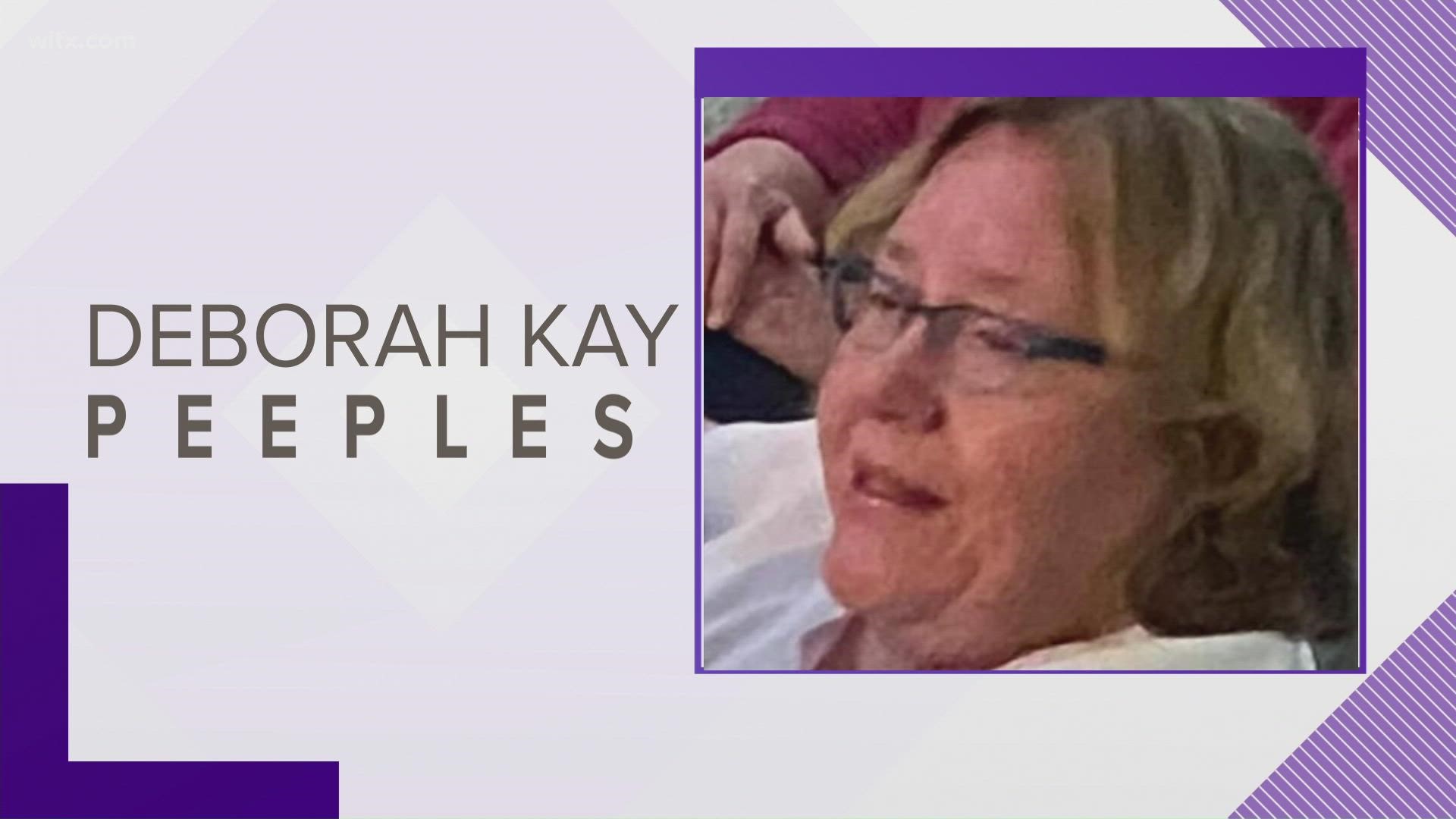 Authorities said that Deborah Kay Peeples was last seen in the area of Higher Ground outside of Chapin on Saturday night.