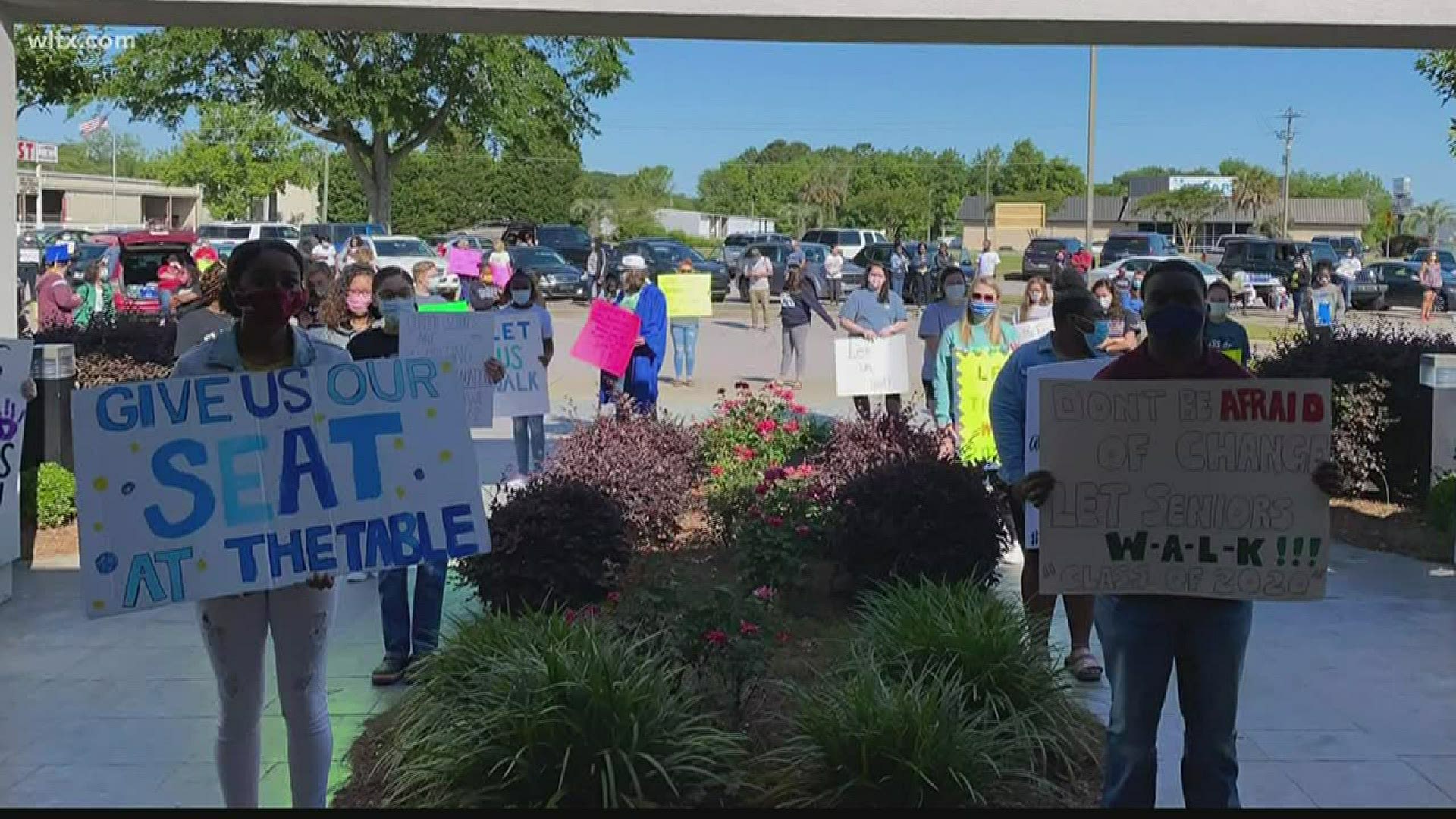 Protestors met with district officials today