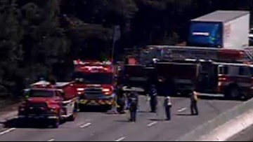 Multi-vehicle wreck causes fire, I-20 West in Columbia closed