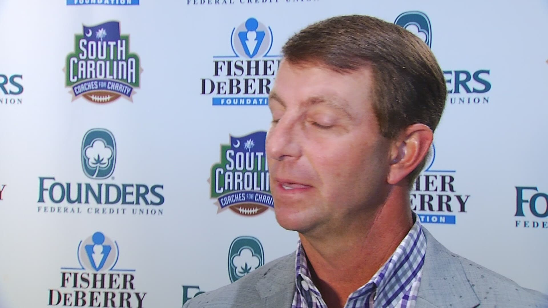 Clemson head football coach Dabo Swinney was asked about the video of defensive lineman Christian Wilkins dancing shirtless at the Ladies Football Clinic.