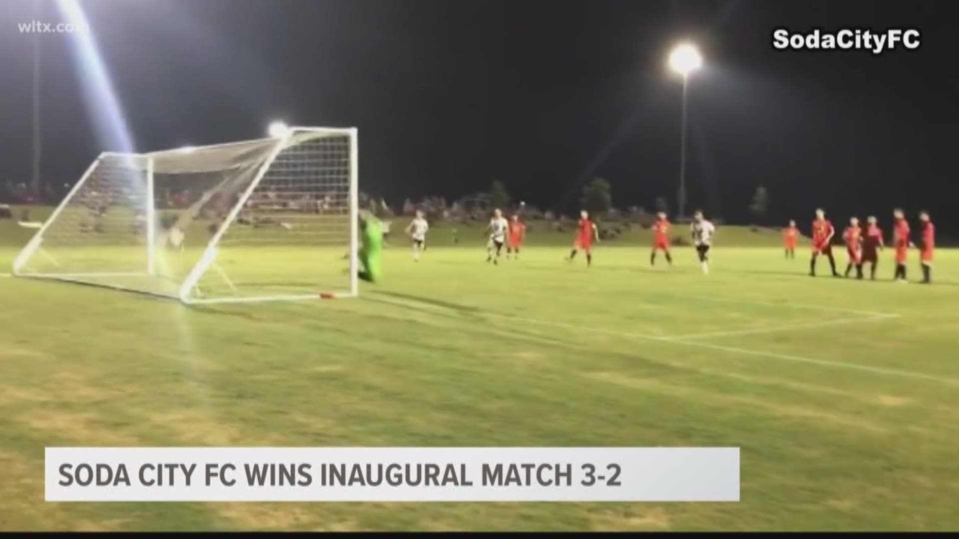 The local semipro soccer team, Soda City FC, won it's very first home game this weekend with a thrilling 3-2 win at the Saluda Shoals Complex.