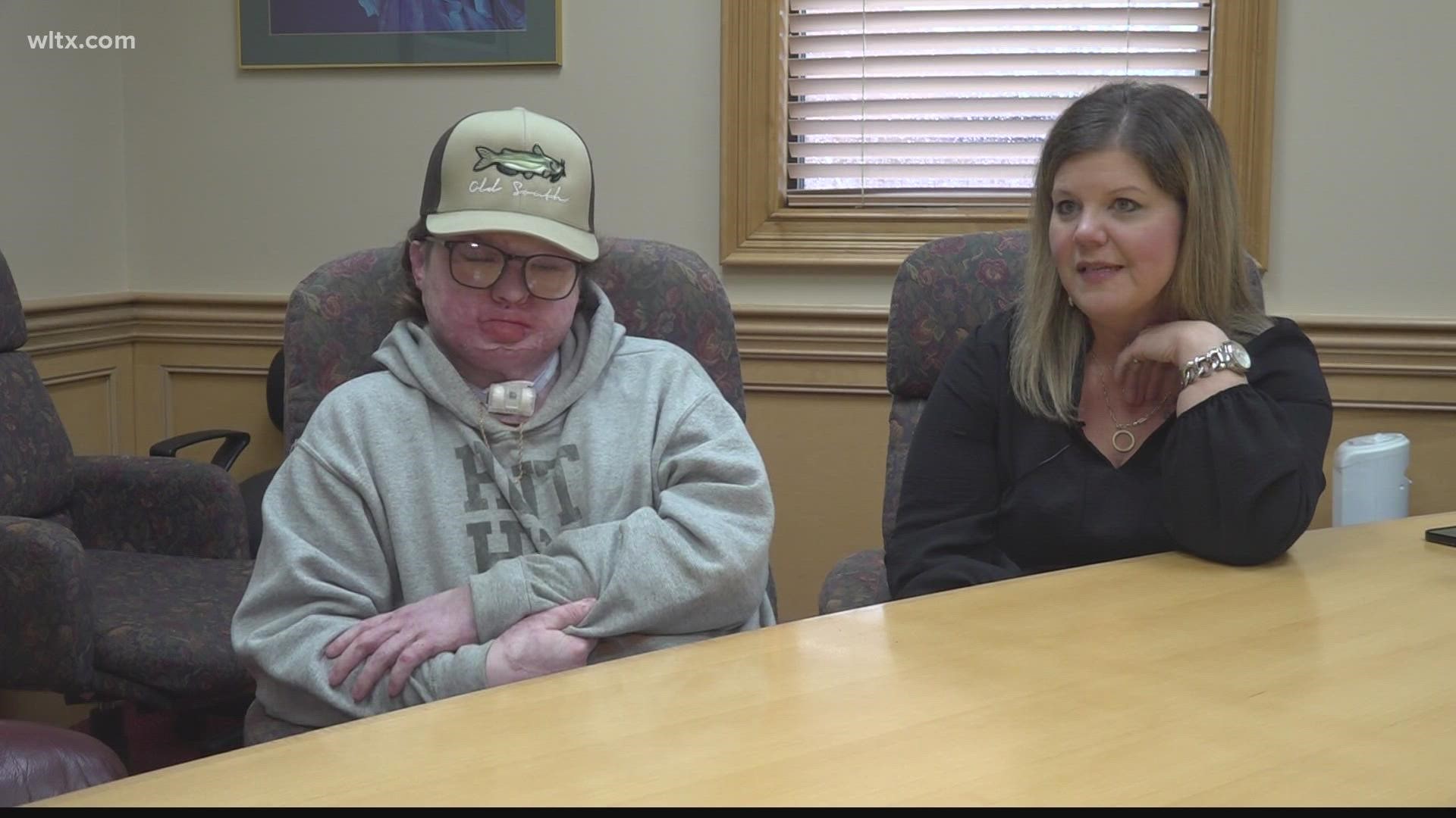 17-year-old Jayden Catoe was badly burned by a backyard fire last October. After months of surgeries, he's recovering well back at home.