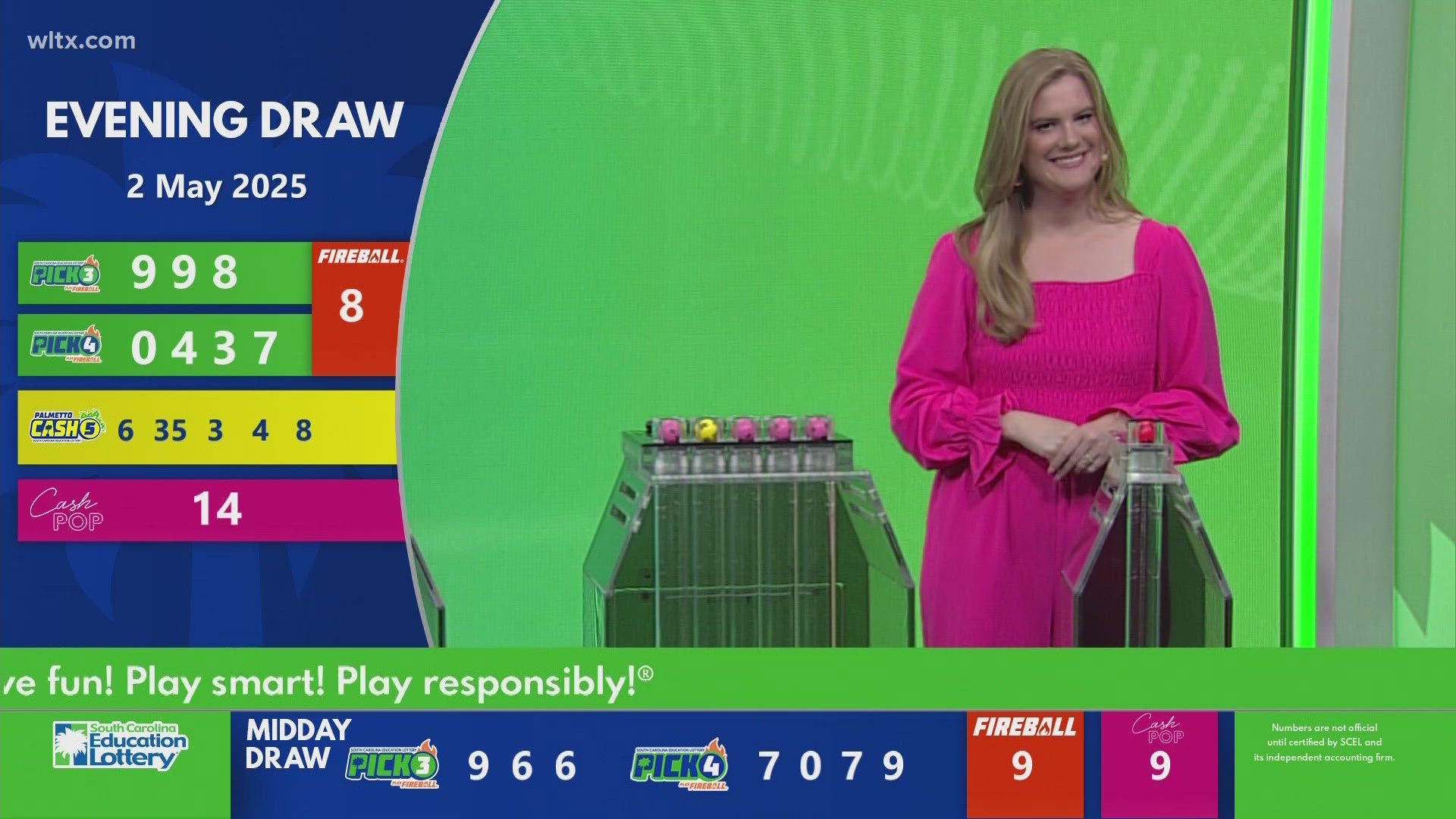 Here are the SC evening winning lottery numbers for May 2, 2025. 