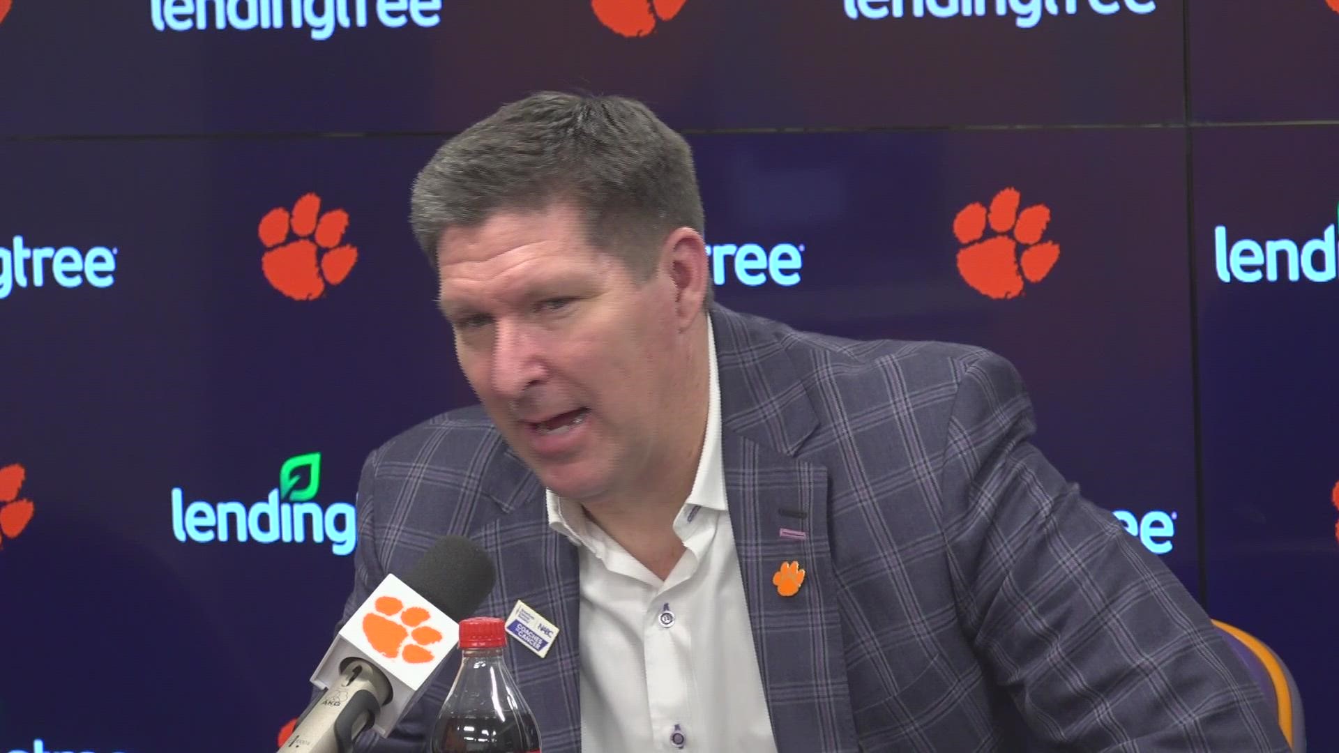 Clemson head basketball coach Brad Brownell and guard Brevin Galloway speak about the Tigers' current first place position in the ACC standings.
