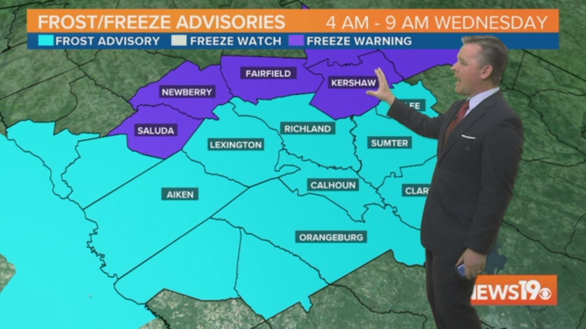 A freeze warning and a frost advisory is in effect for tonight.