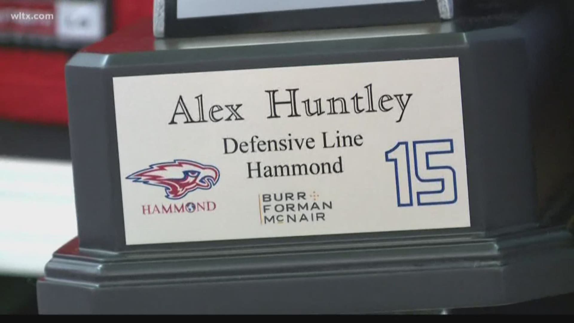 Hammond defensive lineman Boogie Huntley is honored by Richland County for his work on and off the field.