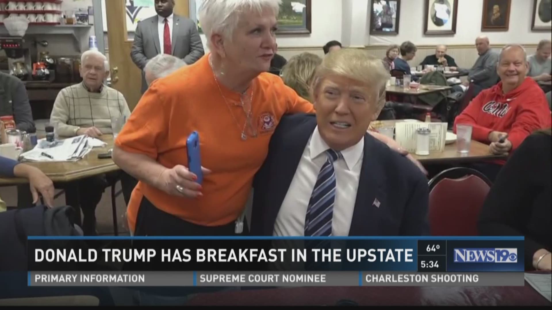 Donald Trump stopped at a restaurant in Greenville Tuesday.