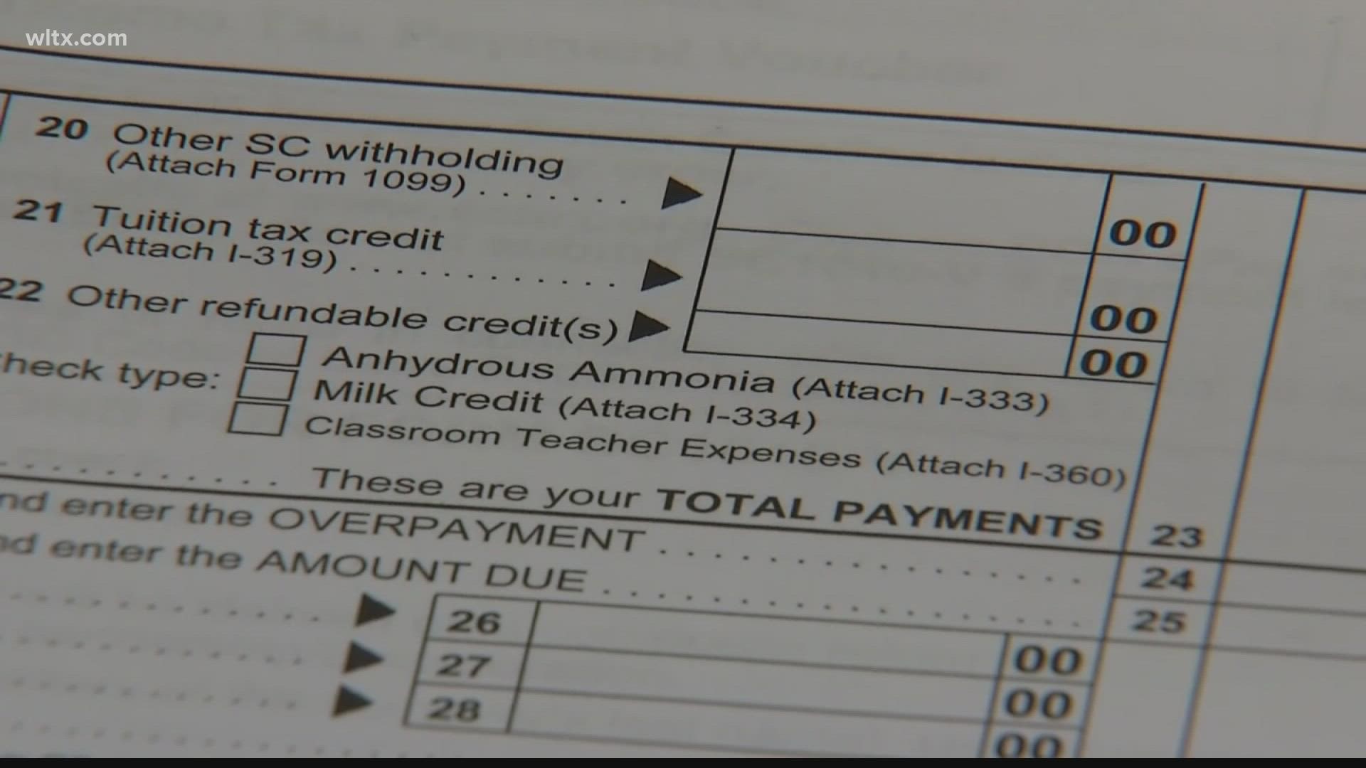 More than a million South Carolinians will be getting an income tax rebate by the year' send.