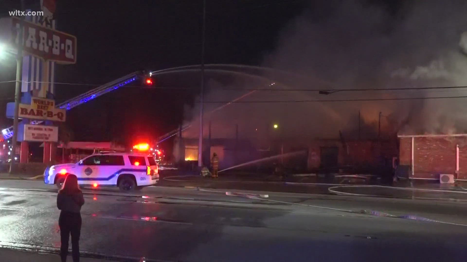 West Columbia Fire Chief Marquis Solomon said the fire involved the offices and cookhouse at the Maurice's Piggy Park location. 