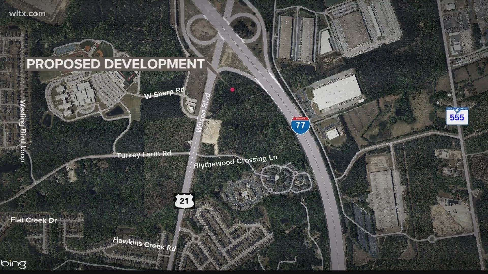 An area off I-77 would need rezoning to accommodate the project; Richland County Council meets Tuesday, May 2.