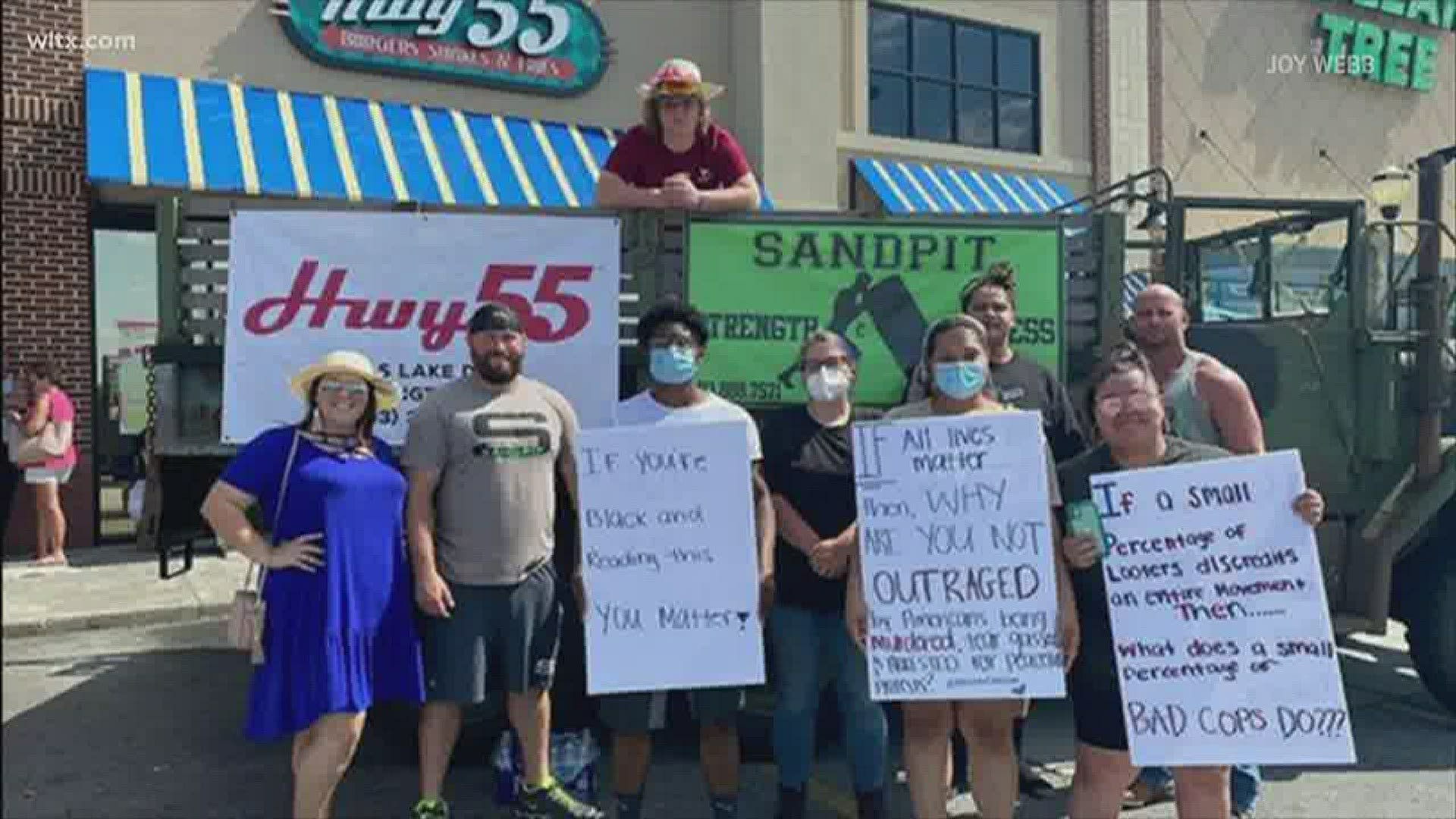 A small protest was held in Red Bank