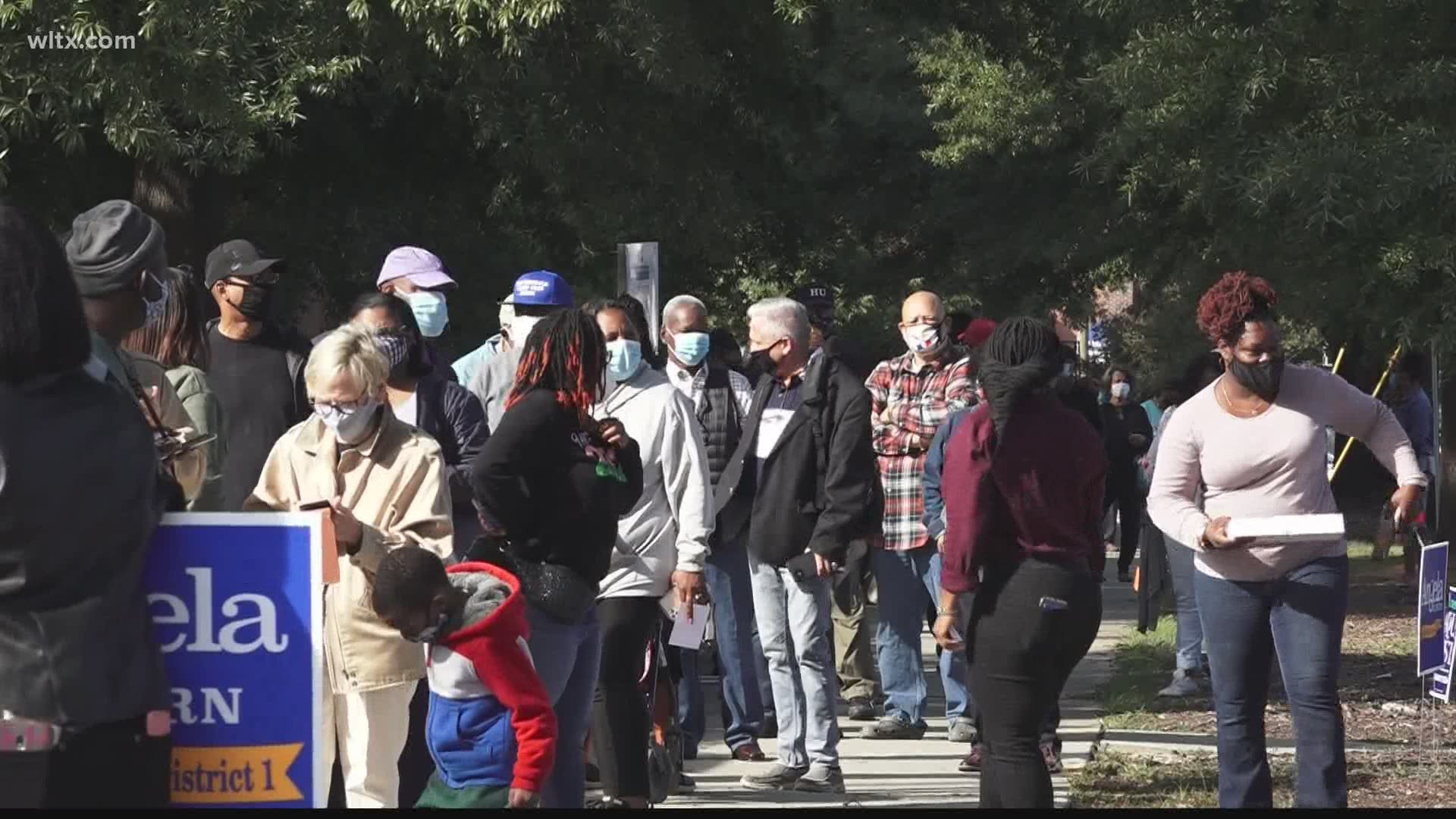 Absentee voting is underway, with long lines of people waiting to cast their ballots at the Richland County Elections office.