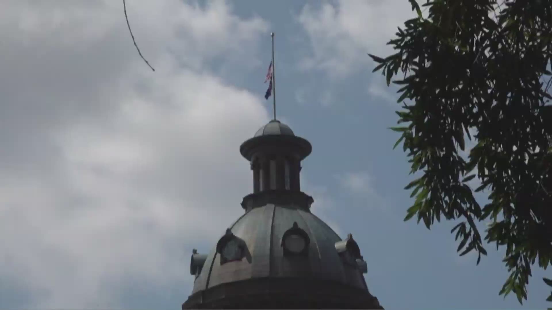 The flags atop the South Carolina State House building flew at half staff on Sunday, August 30 in honor of actor Chadwick Boseman.