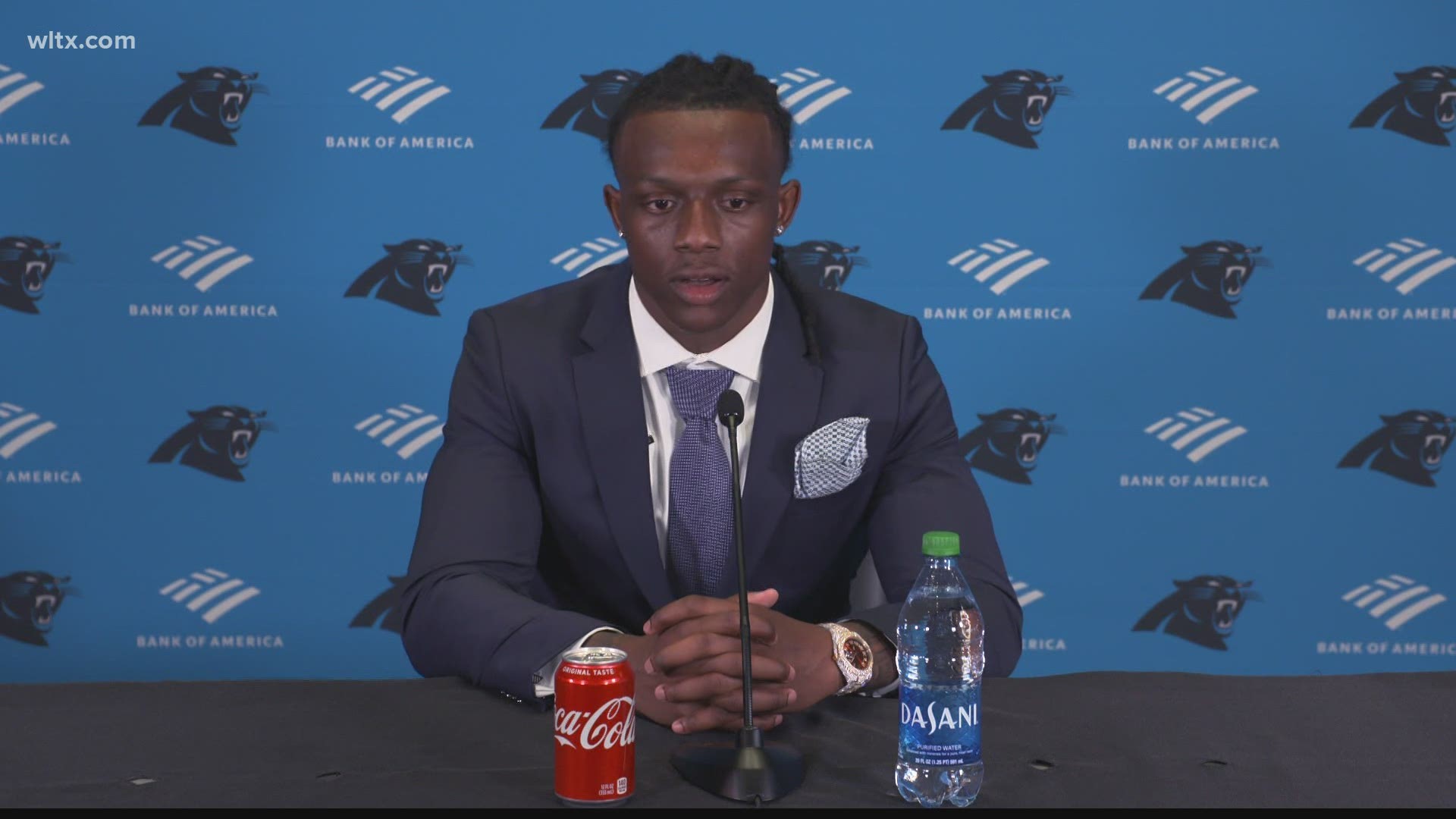 Former South Carolina cornerback Jaycee Horn met the media in Charlotte for the first time since being drafted by the Panthers in the first round.