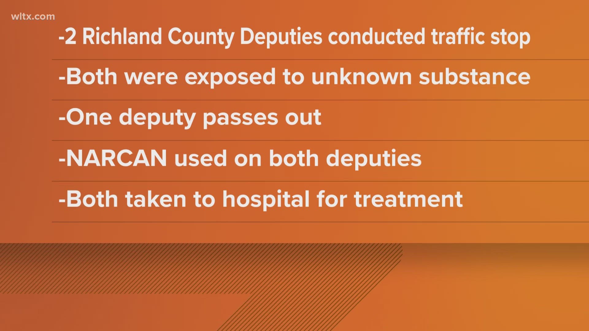 Both the deputy who fell unconscious and another who rushed in to help were given NARCAN, a drug used to reverse known or suspected opioid overdoses.