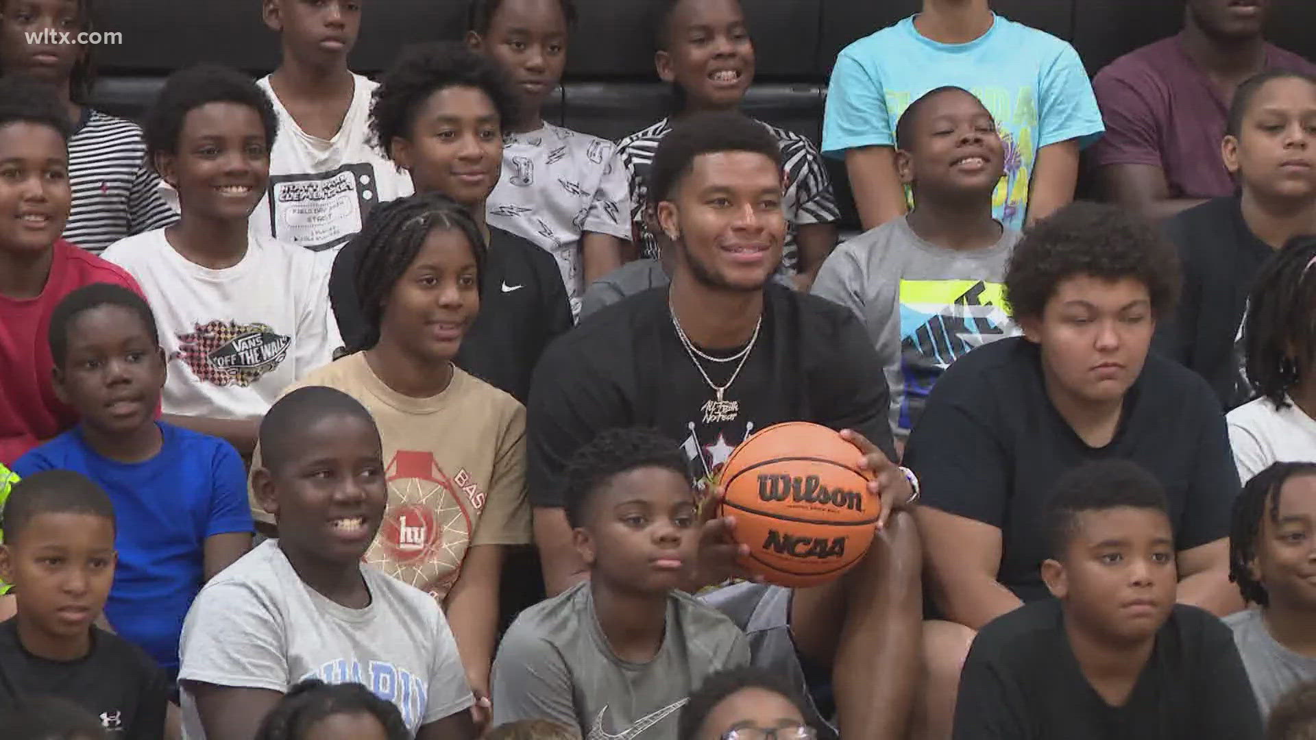 Former Spring Valley and USC standout PJ Dozier talks about the message he wanted to deliver to the kids at the Alex English Basketball Skills Camp