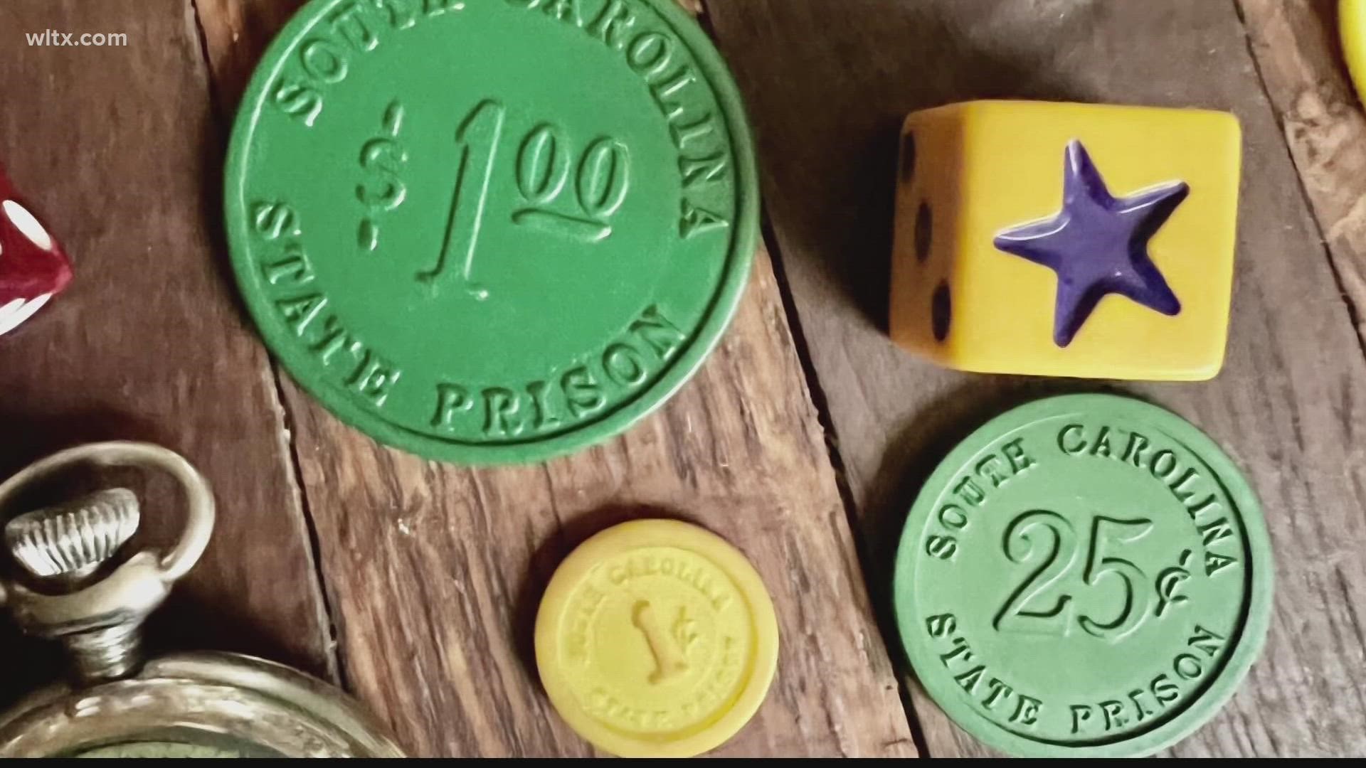 From the 1960s to the 1980s, prisoners incarcerated in South Carolina used yellow and green "poker chip" tokens as currency.