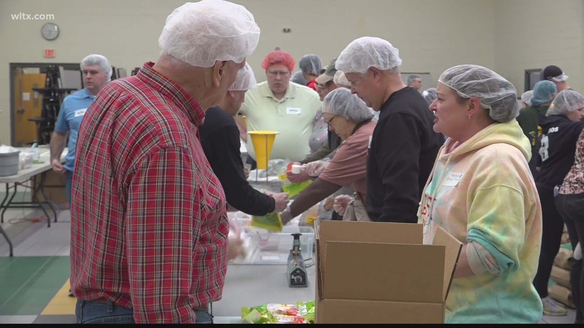 Meals that will help students, the elderly, and those in need in the community were packaged at Spring Valley High School this Saturday.