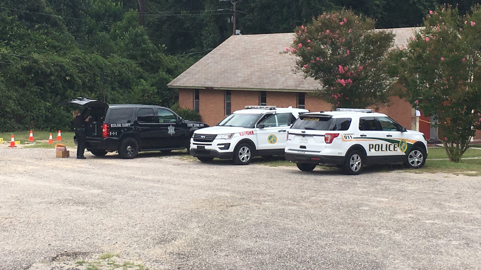The Forest Acres Police Department is searching for a suspect in an early morning robbery and shooting incident at a church in Columbia.