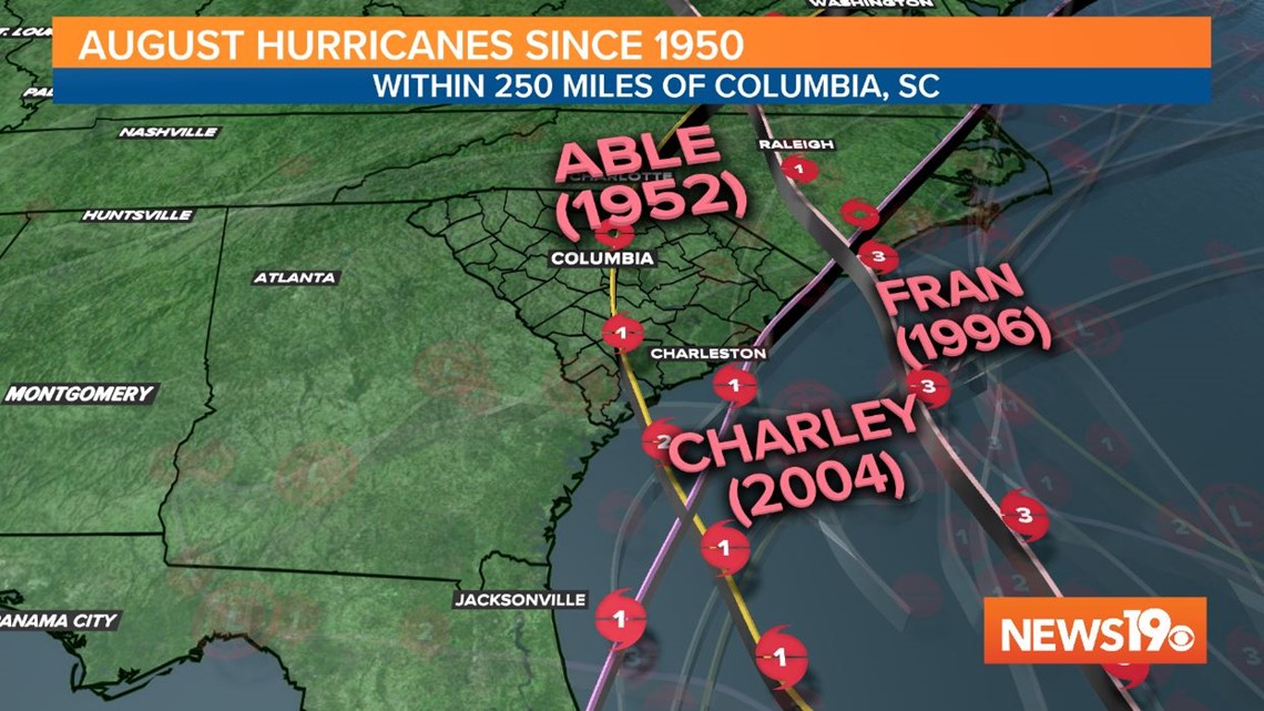 A history of damaging August hurricanes in South Carolina