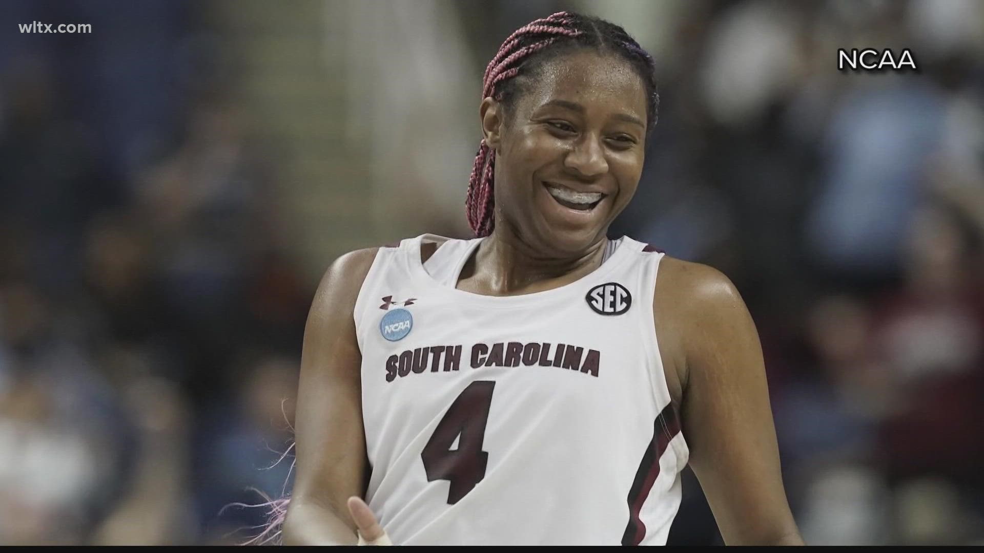 Aliyah Boston had 28 points and 22 rebounds, and top-seeded South Carolina moved on to the Elite Eight with a 69-61 victory over North Carolina on Friday.