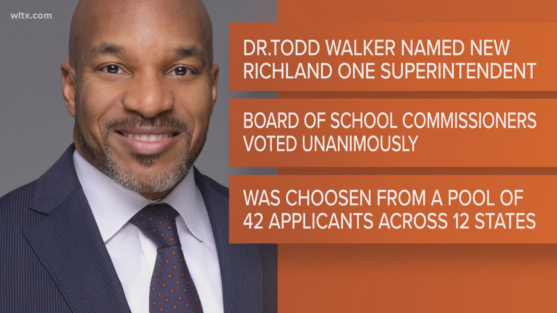 The Richland One board unanimously selected Dr. Todd Walker as superintendent. He was chosen from 42 applicants across 12 states.