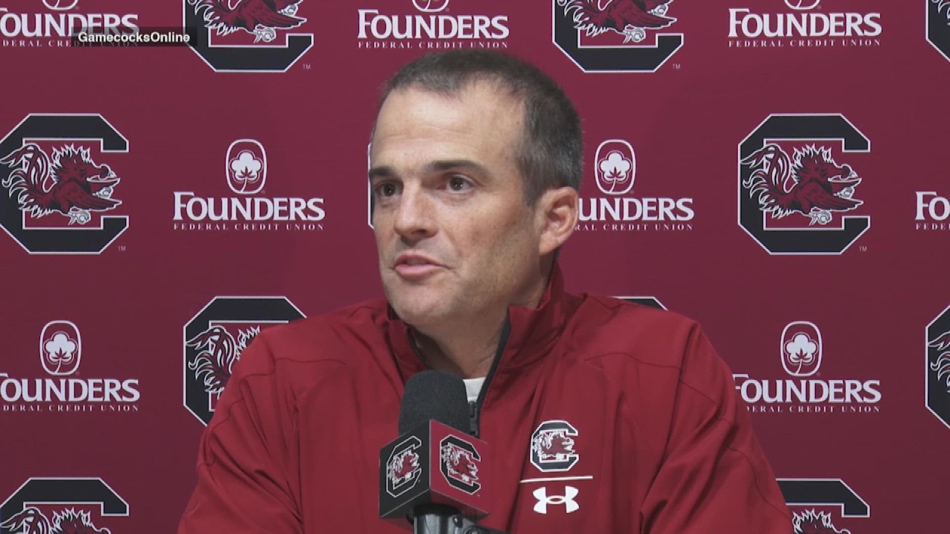 South Carolina head football coach Shane Beamer discusses any advantage current Auburn assistant Mike Bobo may have in terms of knowing Carolina's personnel.