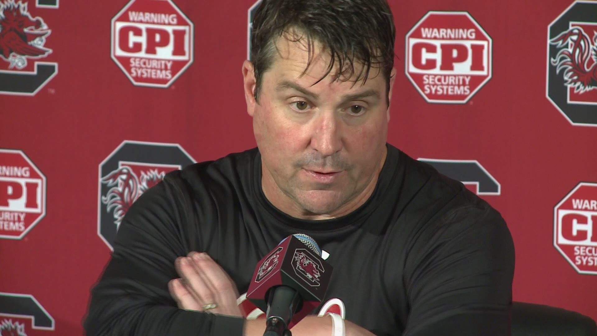 USC head coach Will Muschamp talks to the media following USC's 38-27 loss to Florida.