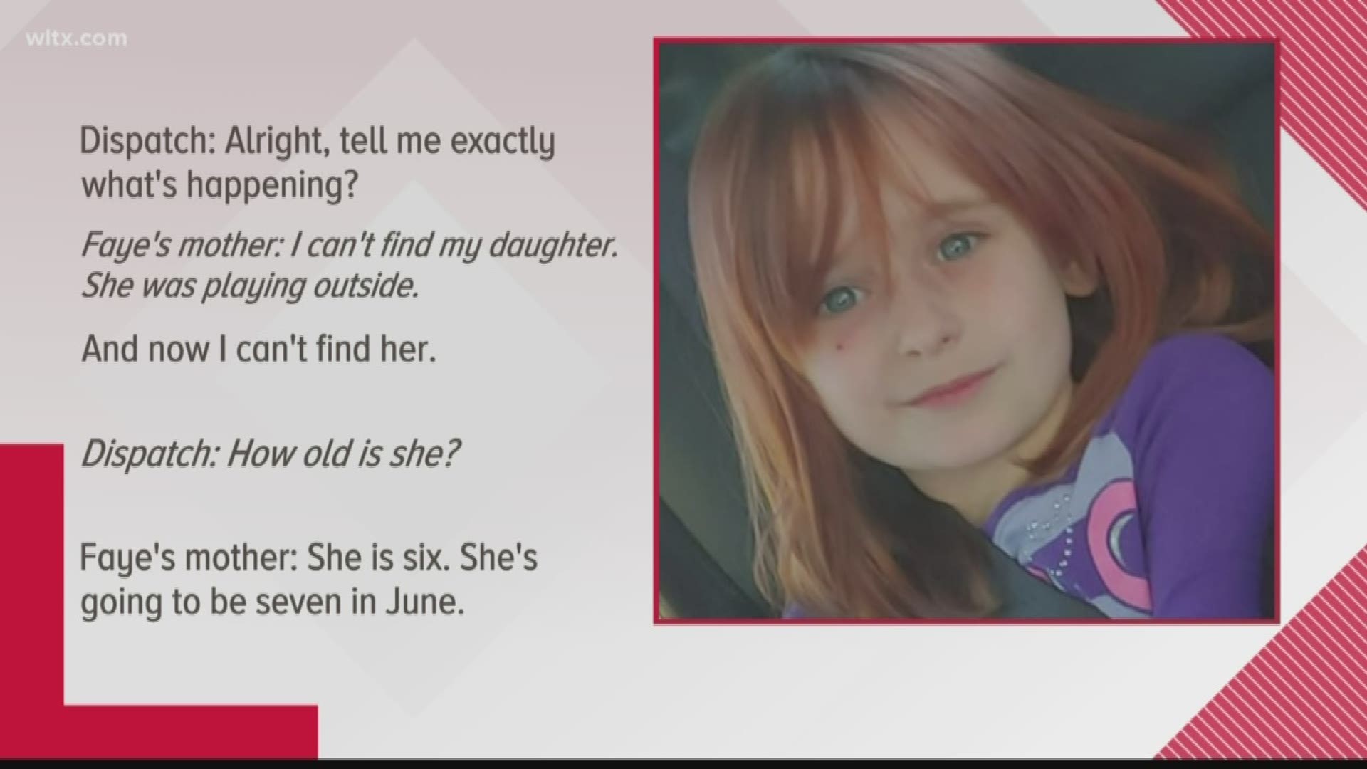 In the call, the mother of Faye Swetlik can be heard pleading with police to help find her daughter.