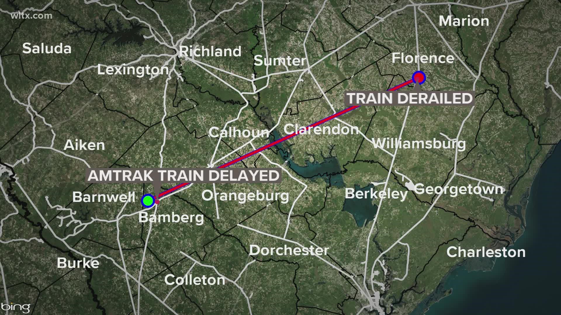 The train is delayed due to a CSX freight crash that happened Monday night.