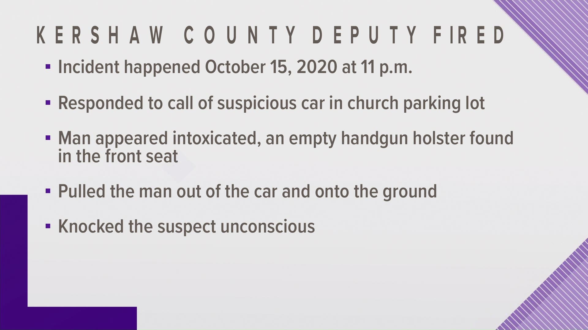 The incident happened when the deputy responded to a call reporting a suspicious vehicle in a church parking lot.