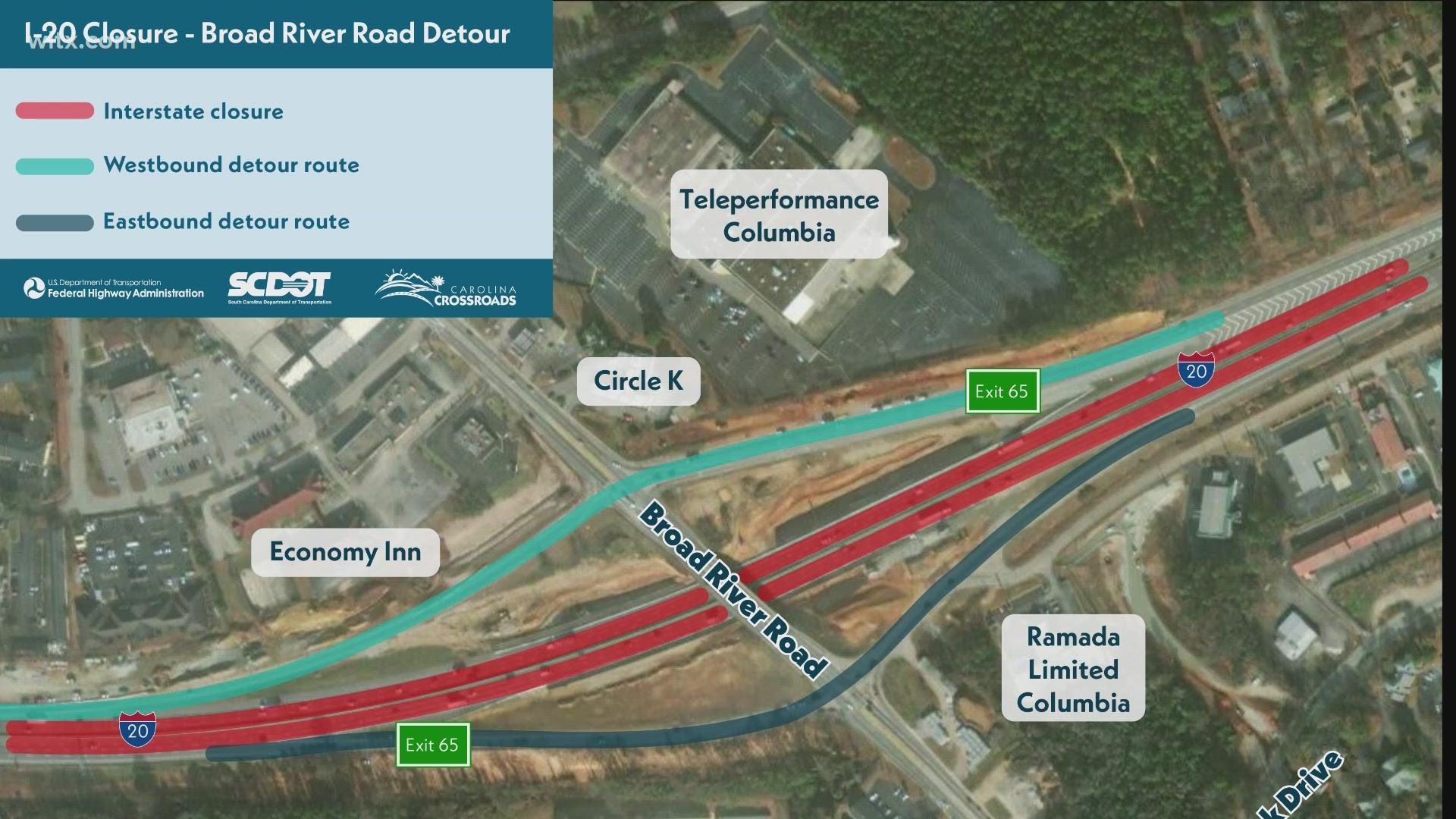 SCDOT is closing both directions of I-20 from 11pm to 5am.