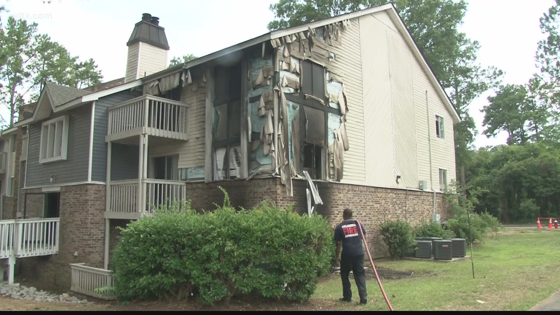 The Views on Longcreek Drive apartment building on fire