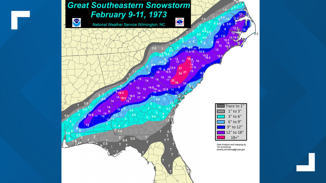 The snow of February 911, 1973 still unmatched