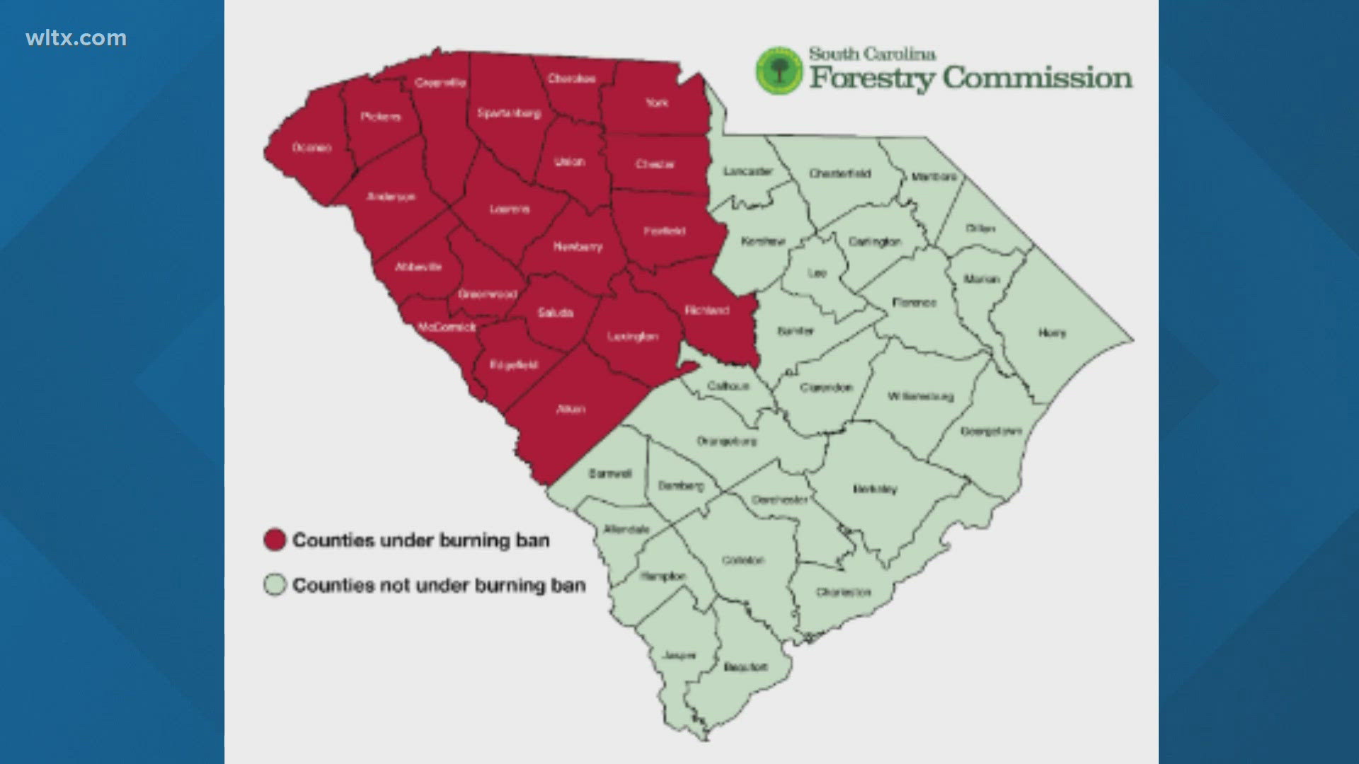 Burning ban issued for 20 counties, this includes controlled agricultural burns and burning yard debris.