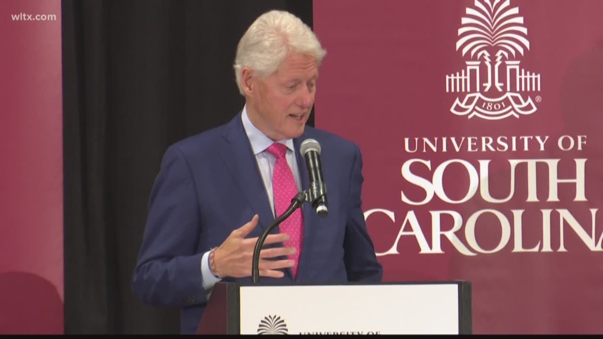 Former President Bill Clinton came to the capital city today to honor his former education chief Dick Riley.
	It was part of an event at u-s-c to open a special collection of papers from the former South Carolina governor