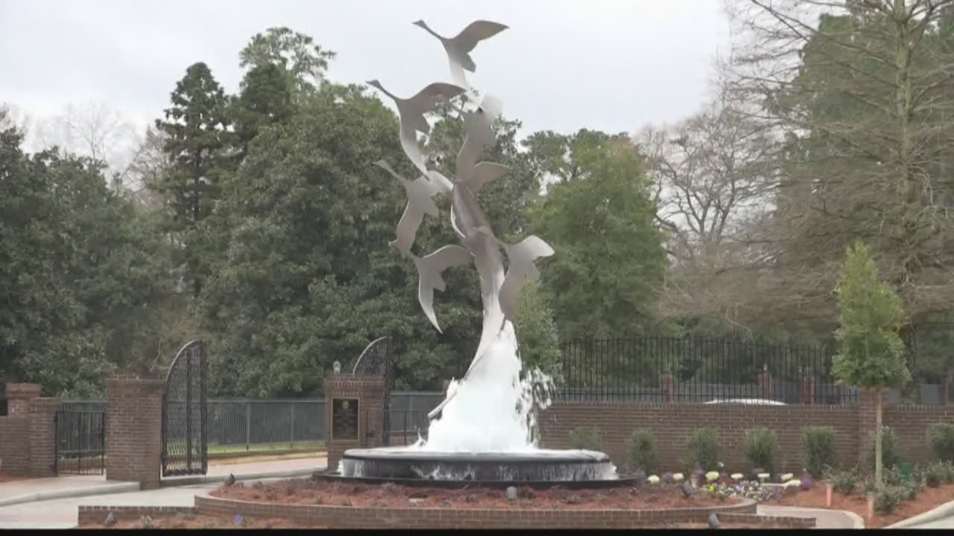 The 24-foot sculpture, 'Seven Swans' is finally complete.