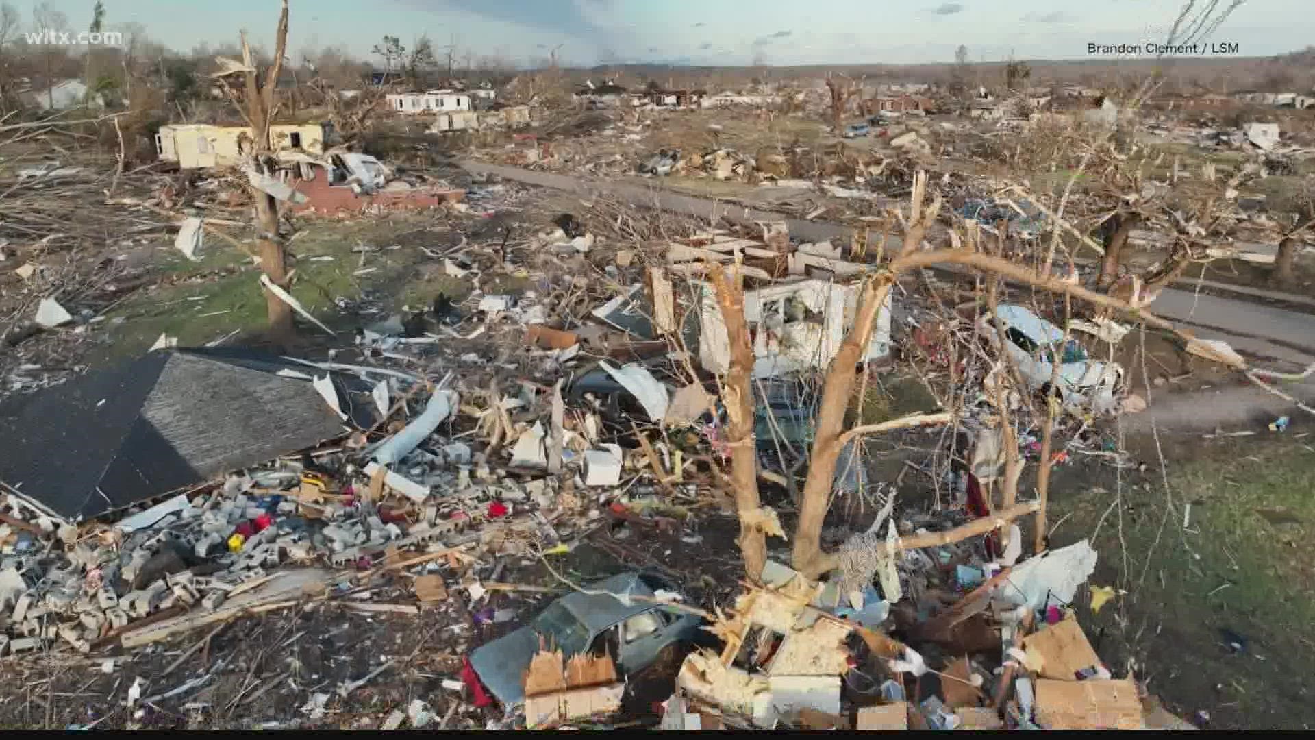 Local Red Cross looking to send volunteers to the area in Kentucky where tornadoes devastated several states.