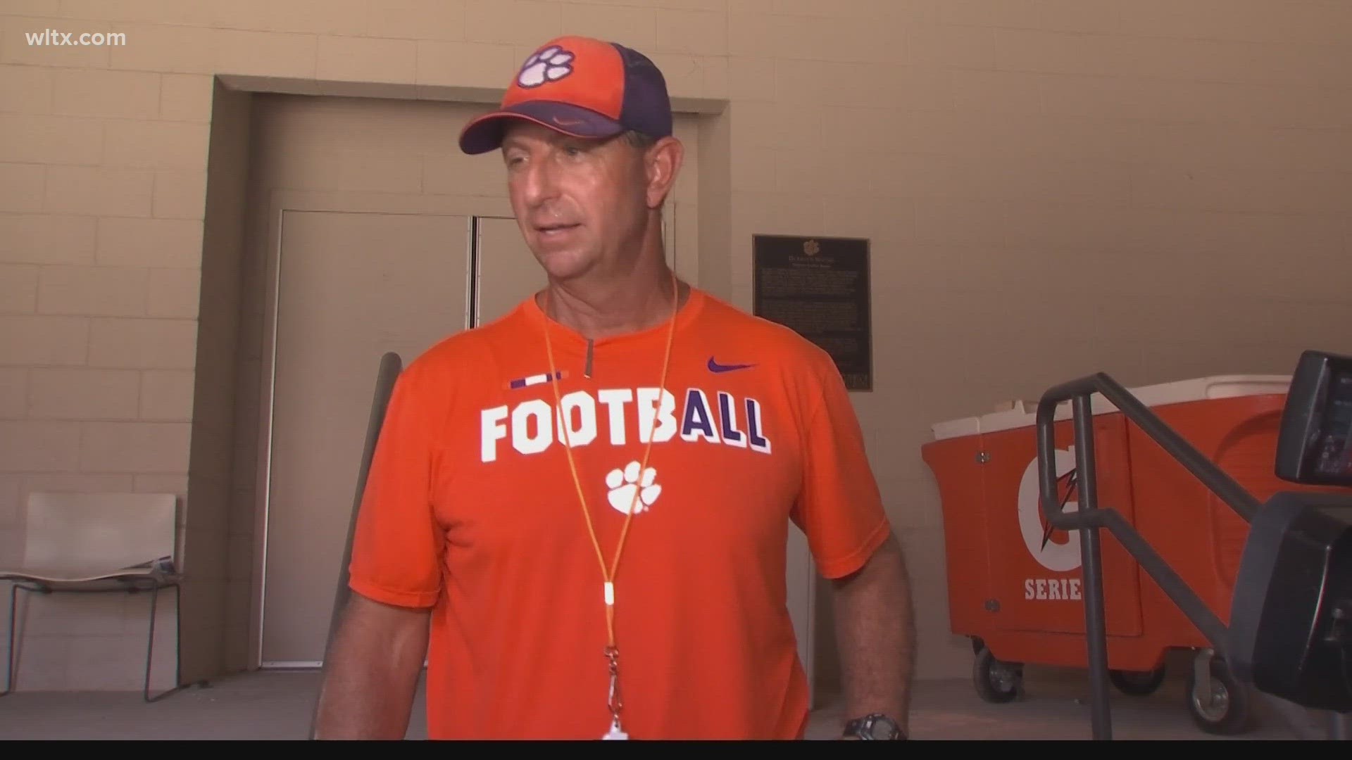 Clemson head football coach Dabo Swinney says the hot weather Saturday was welcomed by the coaches who wanted the players to feel the heat in Saturday's scrimmage.