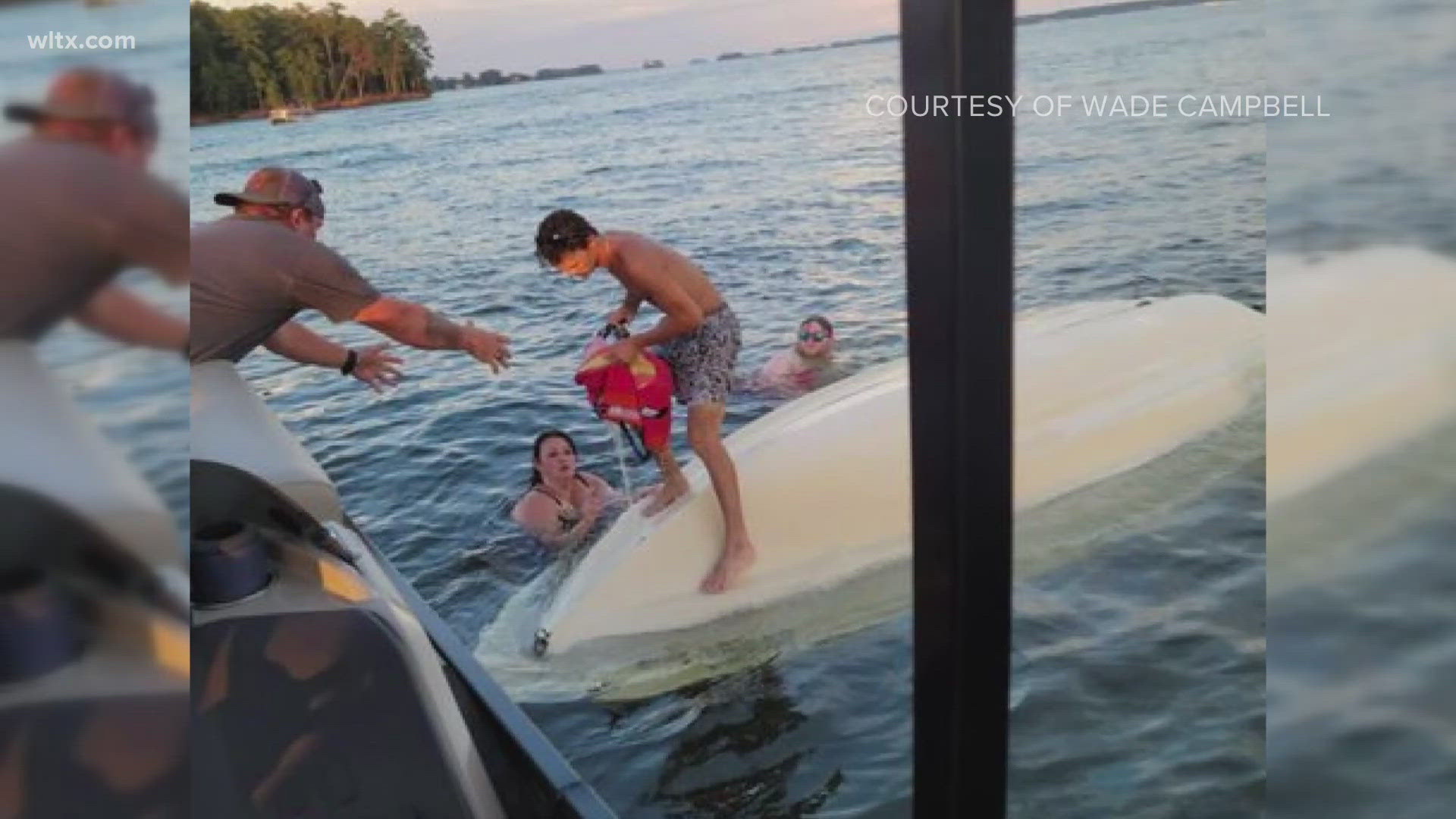 Wade Campbell helped get some kids out of the water after their boat capsized.
