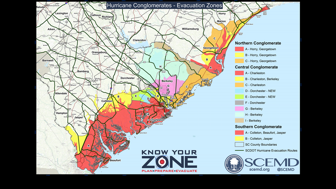 South Carolina hurricane evacuation routes know your zone