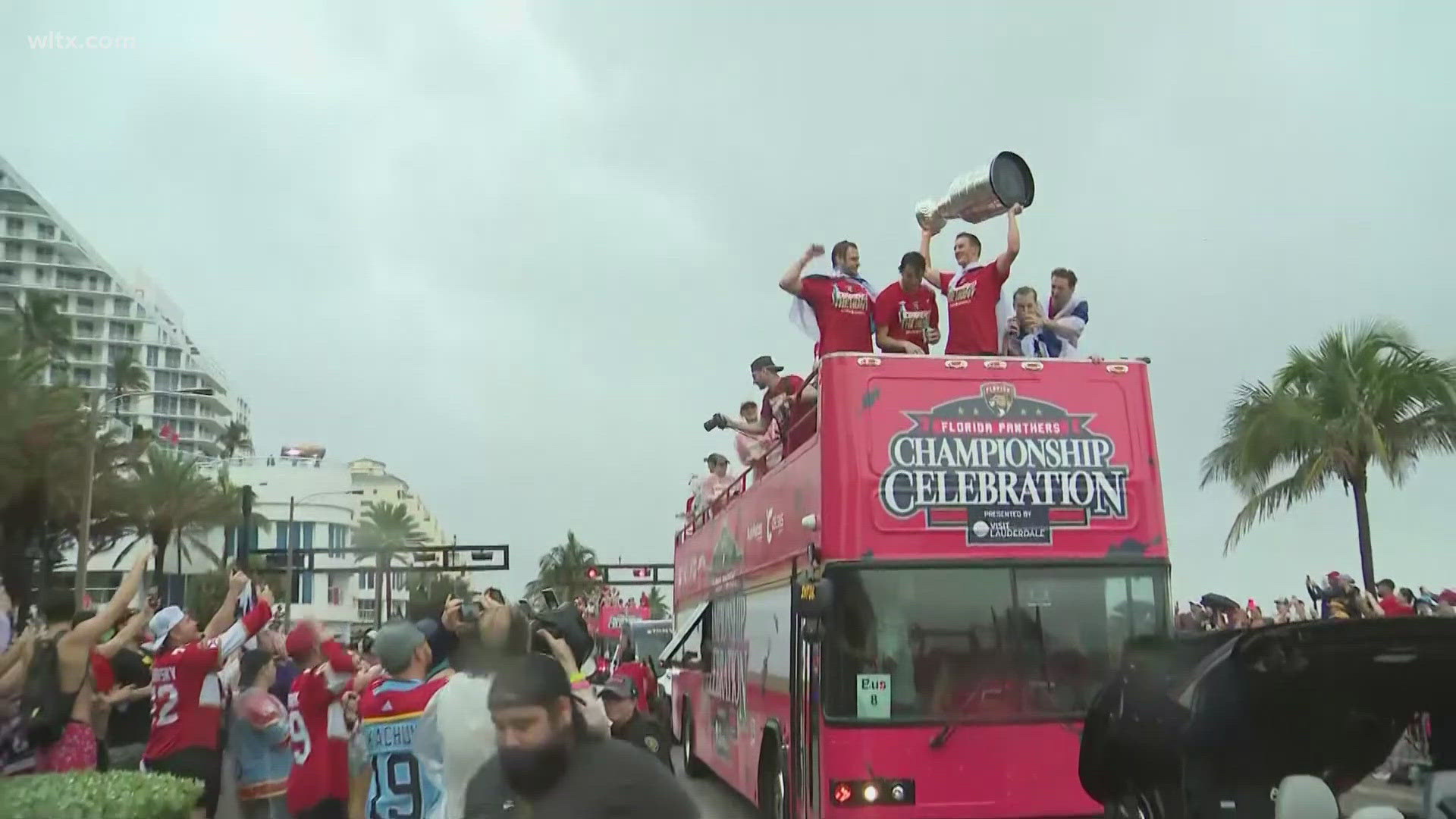 The Florida Panthers held their first victory parade nearly a week after winning that franchise's first Stanley Cup after a 2-1 victory over Edmonton in game 7.