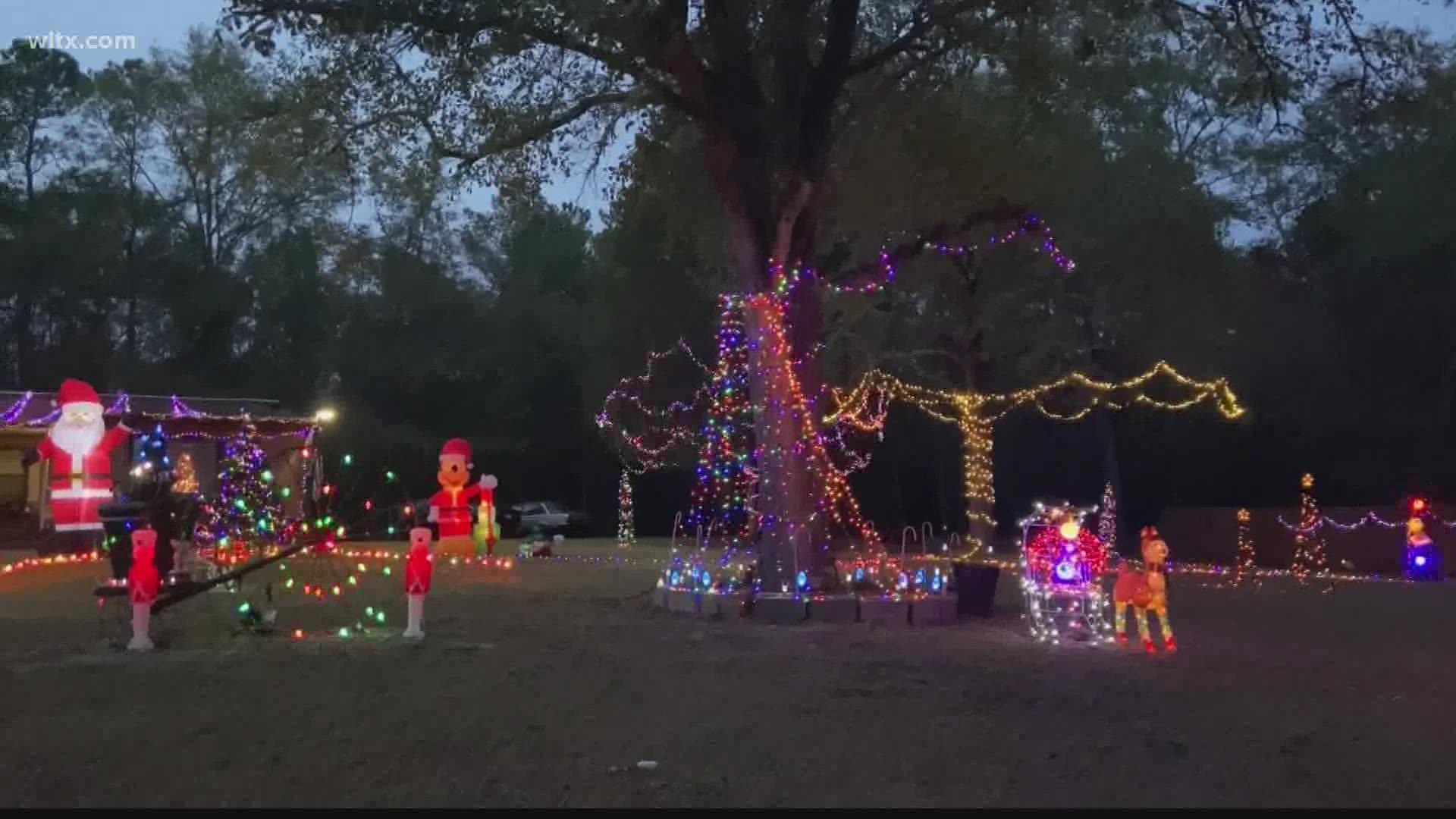 Bright lights and holiday cheer fill James Thomas's heart and front yard as he puts up 22,000 lights for Christmas.