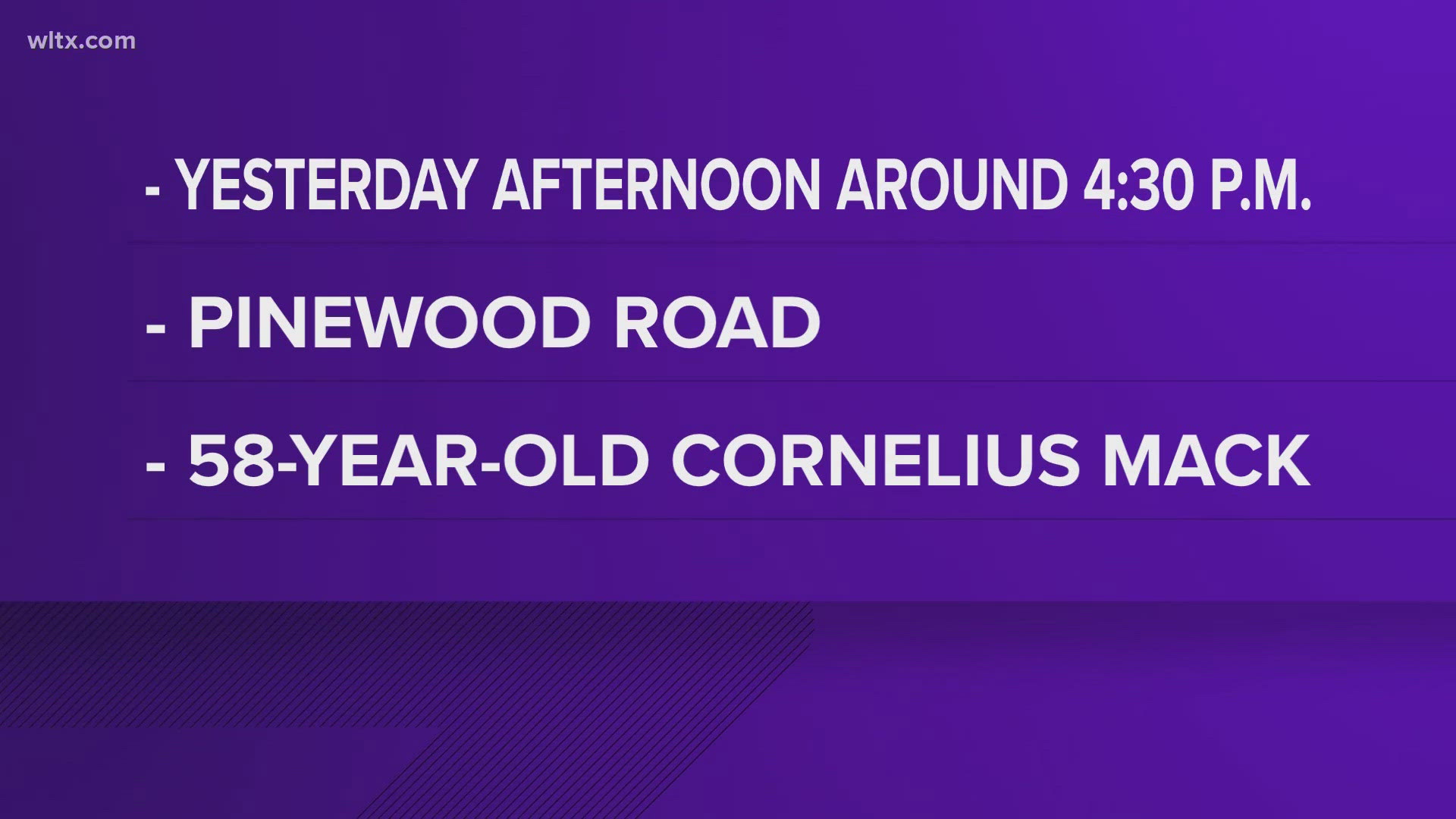 Highway Patrol says the incident happened on Wednesday around 4:30pm on Pinewood road between Bethel Church road and Panola road.  Cornelius Mack, 58 died.